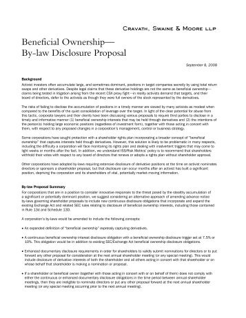 Beneficial Ownership—By-law Disclosure Proposal