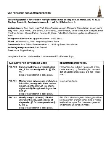 Referat af møde den 20. marts 2013 - Vor Frelsers Kirke
