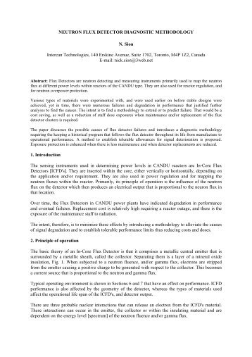 NEUTRON FLUX DETECTOR DIAGNOSTIC METHODOLOGY - IRPA