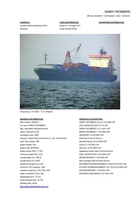 Sandy Rickmers Cargo Vessels International Sandy Rickmers Cargo Vessels International