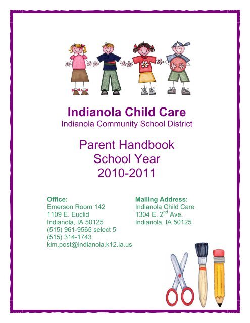 Indianola Child Care Parent Handbook School Year 2010-2011