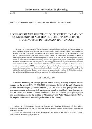 Accuracy of measurements of precipitation amount using standard ...