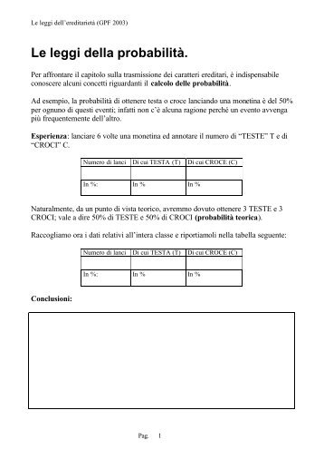 Le leggi della probabilità. - GESN