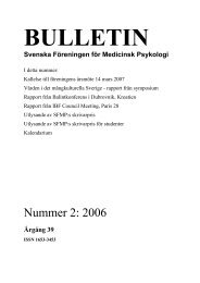 Bulletin nr 2, 2006 - Svenska Föreningen för Medicinsk Psykologi