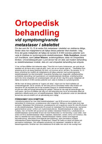 Ortopedisk behandling vid symptomgivande metastaser i ... - Amazona