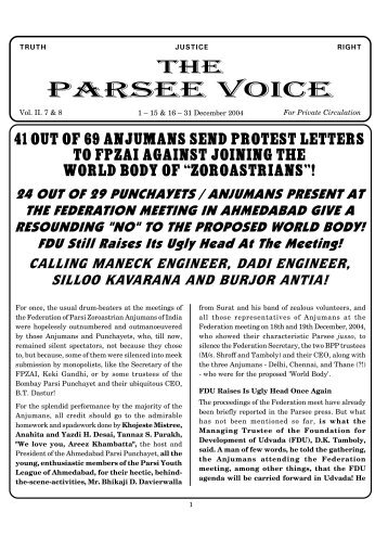 Parsee Voice - Traditional Zoroastrianism: Tenets of the Religion