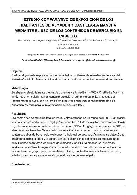 estudio comparativo de exposición de los habitantes de almadén y ...