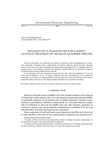 Influence of ultrasound field on landfill leachate treatment by means ...