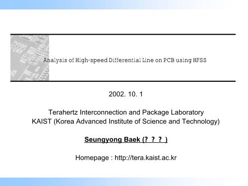 Presentation - Analysis of High-speed Differential Line on PCB ...