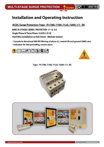 Installation Instruction Type-PI 1/1-RS; ACDC Surge Protectors (http://shop.acdc-dcac.eu/)