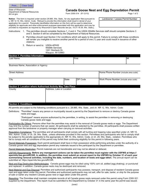 Canada Goose Nest And Egg Depredation Permit Wisconsin 