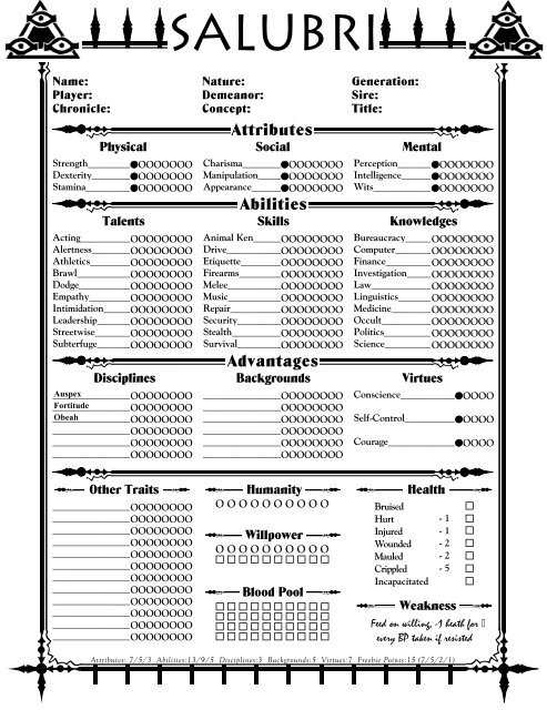 V20 4-Page Elder Character Sheet - MrGone's Character Sheets