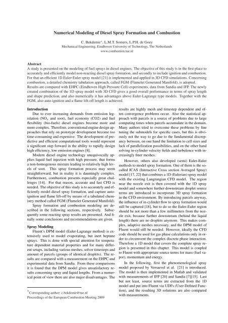 Numerical Modeling of Diesel Spray Formation and Combustion C ...