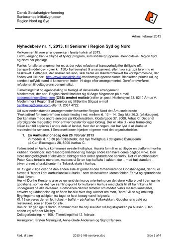 Nyhedsbrev nr. 1, 2013, til Seniorer i Region Nord og Syd - Dansk ...