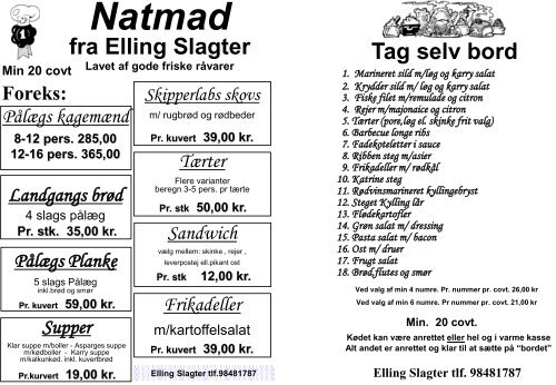 12,00 kr. - Slagter, kød, Dansk kød, Elling