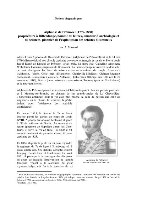 Alphonse de Prémorel (1799-1888) propriétaire à ... - Jos A. Massard