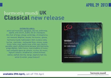 Classical new release - Harmonia Mundi UK Distribution