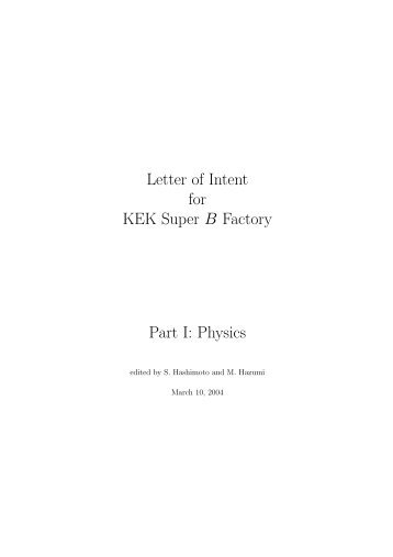 Letter of Intent for KEK Super B Factory Part I: Physics