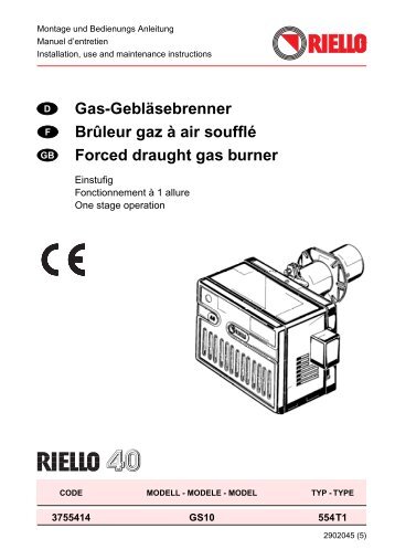 Gas-Gebläsebrenner Brûleur gaz à air soufflé Forced draught gas ...