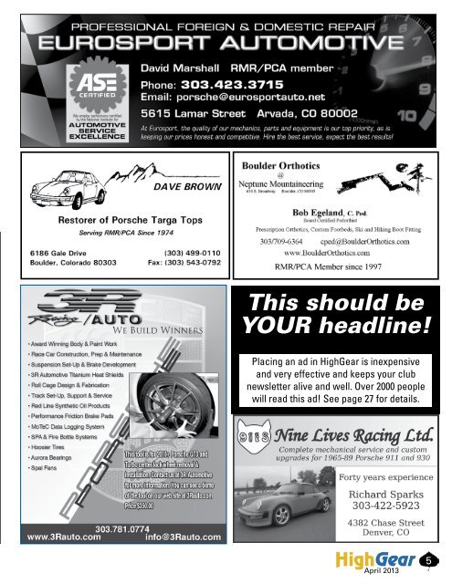 April 2013 - Rocky Mountain Region Porsche Club - Porsche Club of ...