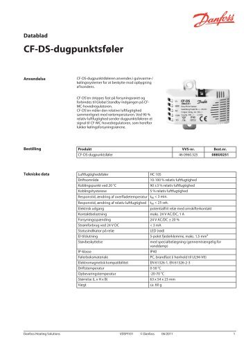 CF-DS-dugpunktsføler - Danfoss Varme