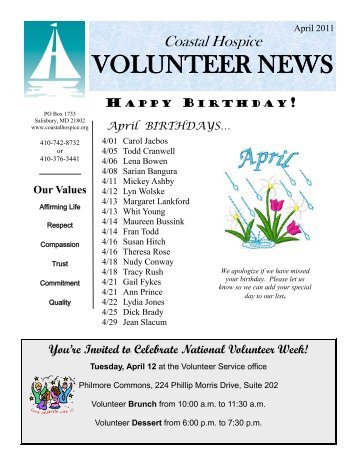 VOLUNTEER NEWS - Coastal Hospice