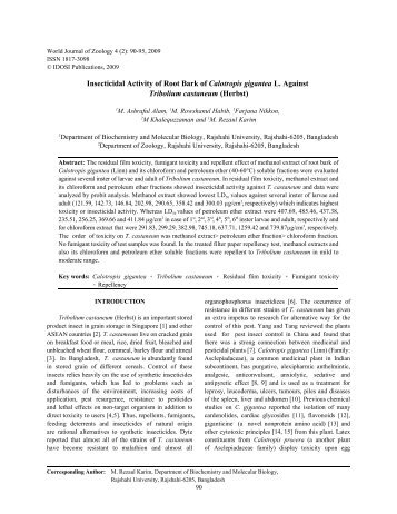 Insecticidal Activity of Root Bark of Calotropis gigantea L ... - Idosi.org