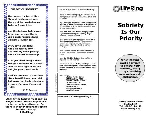 Sobriety Is Our Priority LifeRing