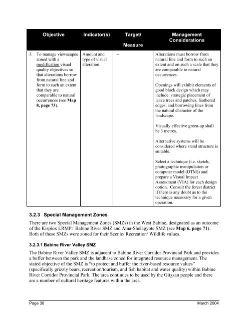 West Babine Sustainable Resource Management Plan