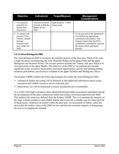 West Babine Sustainable Resource Management Plan