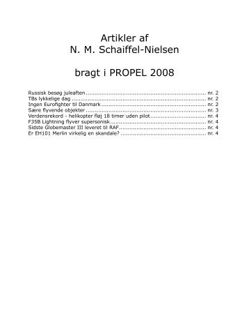 Artikler af NM Schaiffel-Nielsen bragt i PROPEL 2008 - Flyvevåbnets ...