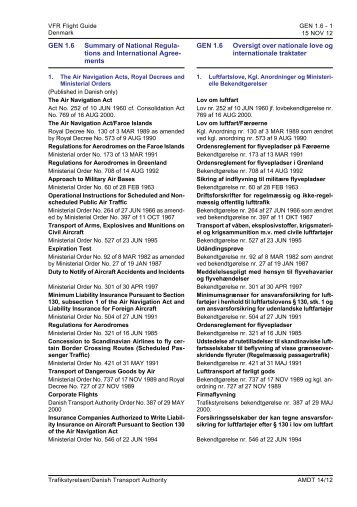 GEN 1.6 Summary of National Regulations and ... - Trafikstyrelsen