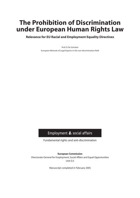 The Prohibition of Discrimination under European Human ... - cridho