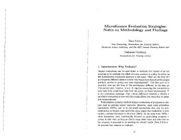 Microfinance Evaluation Strategies: Notes on Methodology and ...