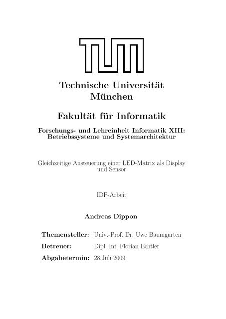 "Interdisciplinary Project" - Technische Universität München