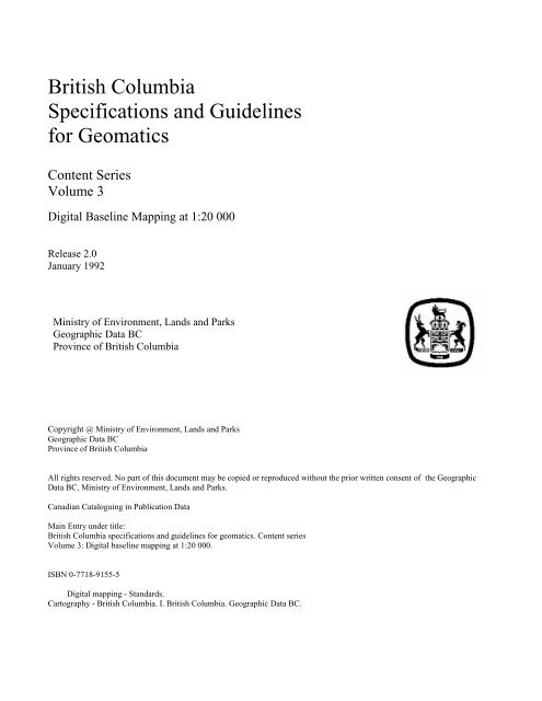 British Columbia Specifications and Guidelines for Geomatics ...