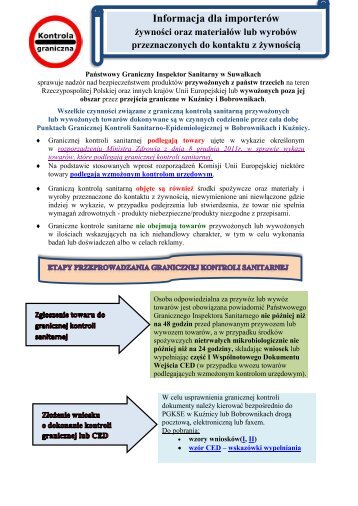 Informacja dla importerów - Graniczna Stacja Sanitarno ...