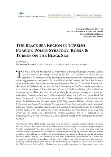 the black sea region in turkish foreign policy strategy - Carnegie ...