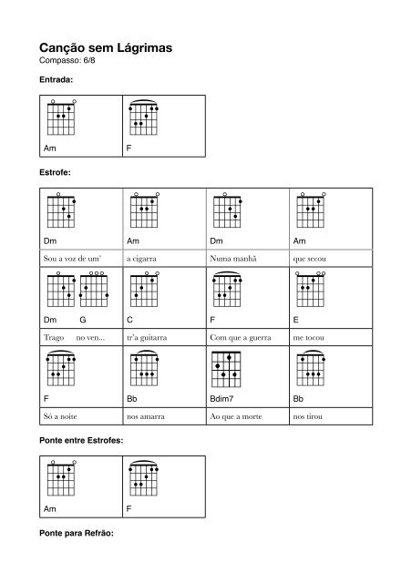 cantiga sem lágrimas - cifra simplificada