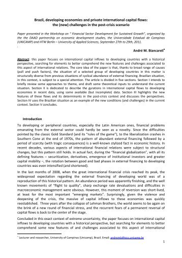 Brazil, developing economies and private international capital flows ...