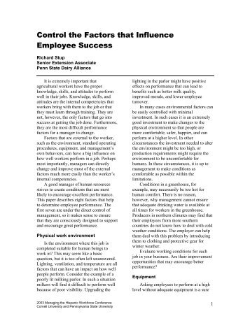 Control the Factors that Influence Employee Success - Penn State ...