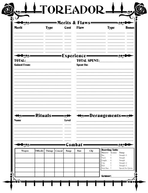 Toreador - MrGone's Character Sheets