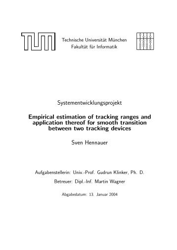 Systementwicklungsprojekt Empirical estimation of tracking ranges ...