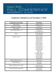 Conference Attendees as of November 5, 2010