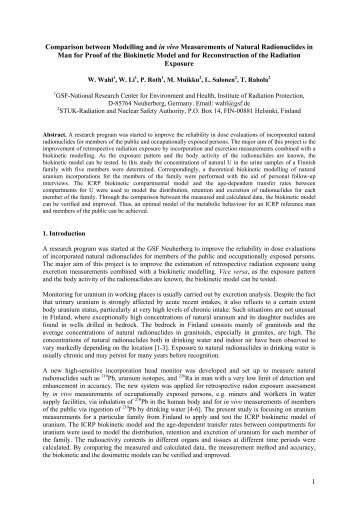 1 Comparison between Modelling and in vivo Measurements ... - IRPA