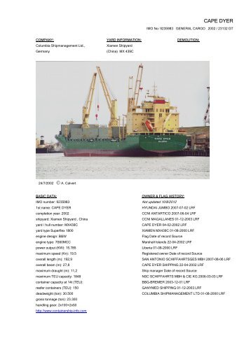 CAPE DYER IMO No - Cargo Vessels International