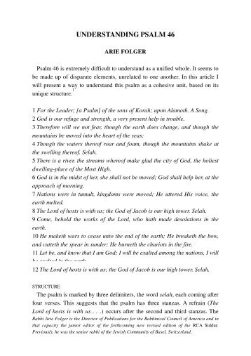 UNDERSTANDING PSALM 46 - Jewish Bible Quarterly