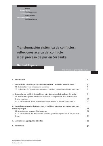 Transformación sistémica de conflictos - Berghof Handbook for ...