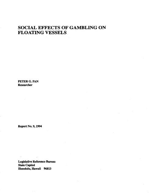 social effects of gambling on floating vessels. - Legislative ...