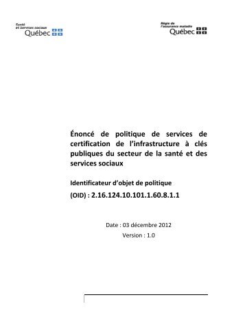 Énoncé de politique de services de certification de l ... - Source